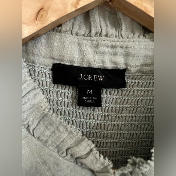 J. Crew Smocked Ruffle Gauze Sleeveless Top Mint Green Size M - Picture 7 of 10